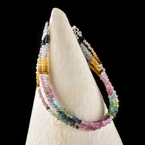 Vista 15 de Pulsera de piedras preciosas naturales, cuentas microfacetadas de 5 hebras, piedra energética, cristales curativos, chapado en plata, ajustable