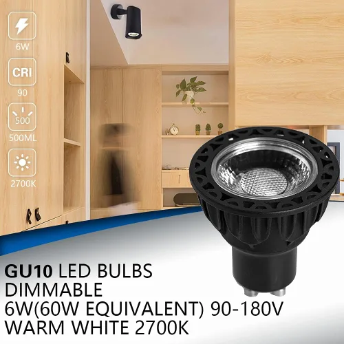 Vista 2 de Bombillas LED GU10 regulables, lámparas halógenas de 50 W equivalentes a luz blanca cálida de 2700 K, 6 W 500 lm de repuesto para iluminación