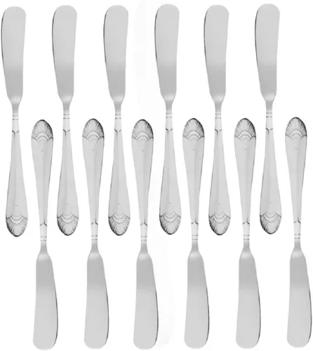 Vista 14 de TrueCraftware - Elizabeth - Juego de 12 cucharas de caldo de acero inoxidable, cubiertos de acero inoxidable, juego de vajilla de cocina