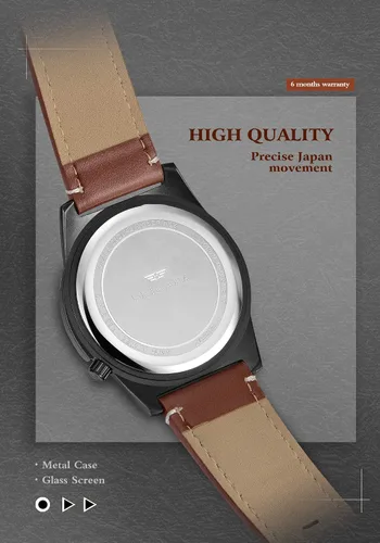 Vista 5 de BRIGADA Relojes de pulsera de cuarzo para hombre de negocios, para hombres maduros, impermeables, analógicos