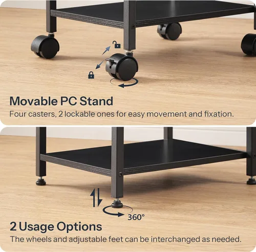 Vista 6 de HOOBRO Soporte para PC, soporte de torre de PC de 2 niveles que se adapta a la mayoría de torres de computadora, soporte de CPU para piso, altura