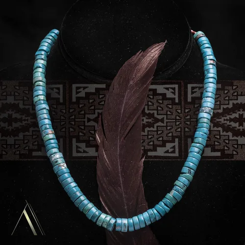 Vista 2 de $400Tag Disco de magnesita Plata Certificado Navajo Nativo Americano Collar Cadena 18209 Hecho por Loma Siiva, Metal Piedra, magnesita