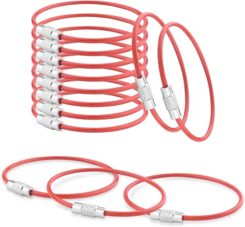 Vista 9 de 100 paquetes de llaveros de cable grandes de 6" con anillo de llavero de metal en masa para etiquetas de equipaje al aire libre (GRUESO: 2MM)