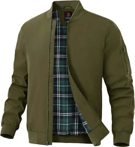 Vista 32 de TBMPOY Chaquetas ligeras para hombre, cortavientos ligeros, con cremallera completa, casual, para trabajo, golf, negocios, otoño, abrigo
