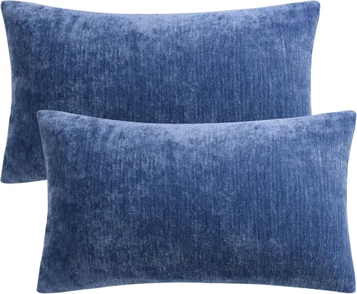 Vista 12 de PiccoCasa Juego de 2 fundas de almohada de chenilla, 20 x 20 pulgadas Borgoña