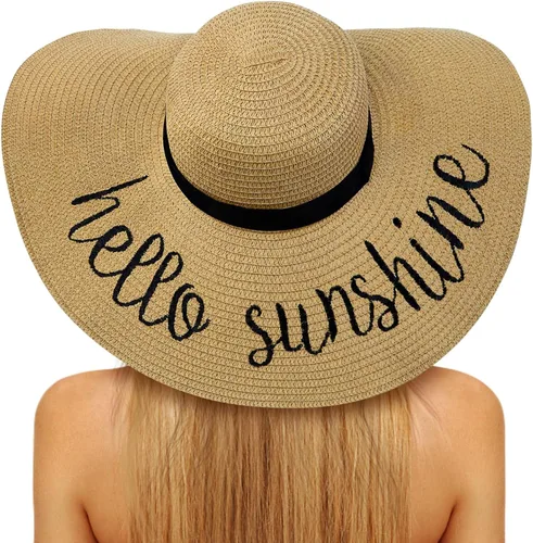 Vista 10 de Sombreros de paja Sun Beach para mujer, sombrero de ala ancha de verano 2-Beige