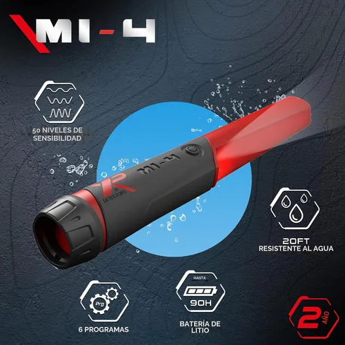 Vista 2 de XP Metal Detectors MI-4 Pinpointer, Diseñado para ser utilizado por todos los detectoristas, Resistente al agua hasta 20 pies, Recargable con 6