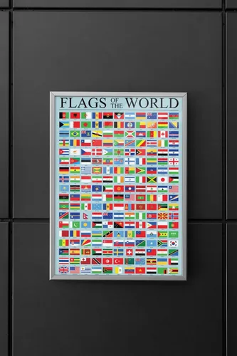 Vista 3 de Póster de Banderas del Mundo Geografía Decoración de Aula Cuadro de Referencia de País Internacional Arte de Pared Genial Póster Impreso 12x18