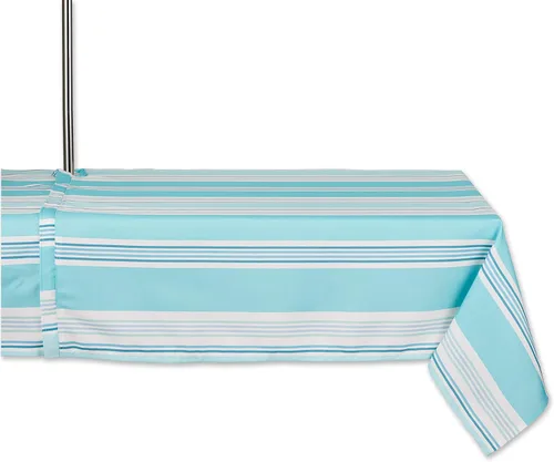 Vista 15 de DII Summer Stripe - Colección de mesa con cremallera para exteriores, multiusos, lavable a máquina, mantel, 60 pulgadas redonda, casa de playa
