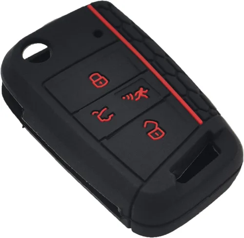 Vista 2 de LemSa Paquete de 2 fundas de silicona suave para llavero VW Volkswagen Golf Alltrack Sportwagen GTI Tiguan Atlas POLO Skoda Octavia 2020 2019 2018