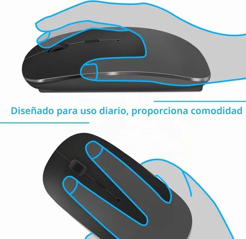 Vista 7 de Ratón Bluetooth recargable para laptop, mouse inalámbrico para MacBook air/Mac/MacBook Pro, mouse jiggler Bluetooth 5.2/3.0 y USB tipo C de 2.4 GHz