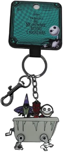 Vista 2 de Loungefly Llavero esmaltado de la tina de choque y barril de Nightmare Before Christmas, Plateado, S