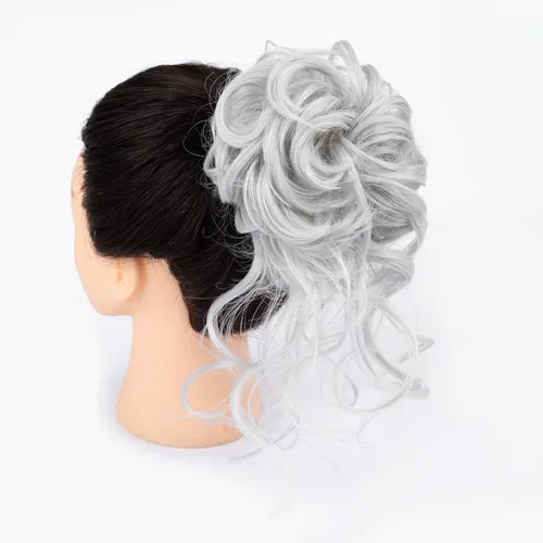Vista 22 de 2 piezas de Extensiones de Cabello Estilo Moño Despeinado, QIAORUIXIN Extensiones de Cabello Superlargas Estilo Moño Alborotado, Envoltura Ondulada