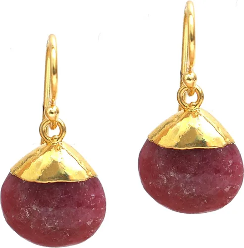 Vista 19 de Gempires - Pendiente de gancho de pera natural, pendiente de meditación, joyería hecha a mano, regalo para ella