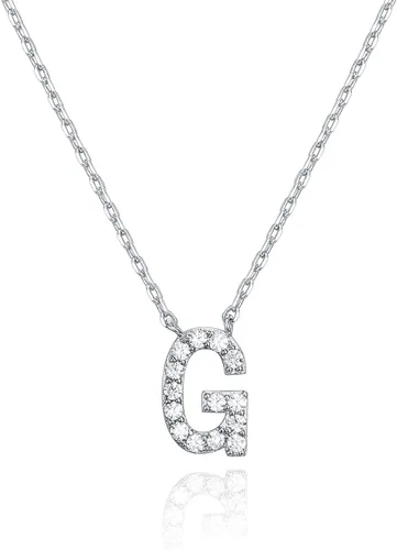 Vista 71 de PAVOI 14K White Gold Plated Cubic Zirconia Initial Necklace Letter Dainty Necklaces for Women