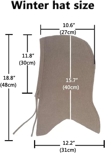 Vista 7 de Facecozy Winter Hats for Women, Wool Blend Hooded Scarf Hat for Women Balaclava Knit Skull Cap Beanie Hat Men Neck Gaiters