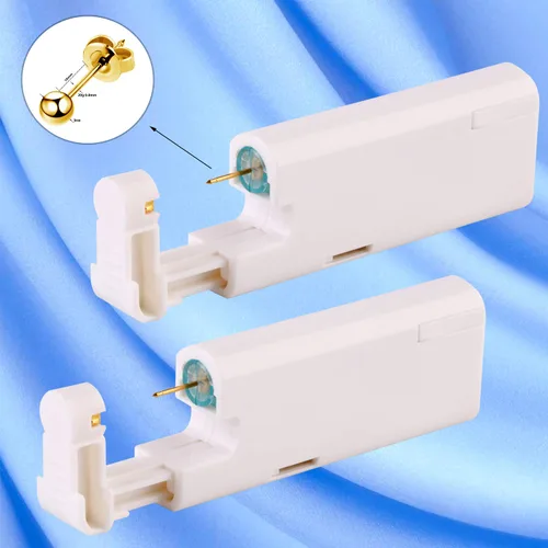 Vista 7 de KAIQIKAIXI 18 piezas, kit de perforación de oreja, pistola de clavos para oreja automática e indolora, desechable, aséptica, casera, portátil, grupo