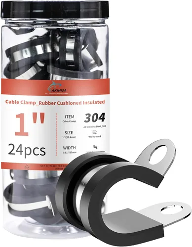 Vista 20 de AKIHISA 12 piezas de abrazaderas de cable de 1-1/2 pulgadas, abrazaderas de conducto de acero inoxidable 304, para cable, tubo, manguera, línea
