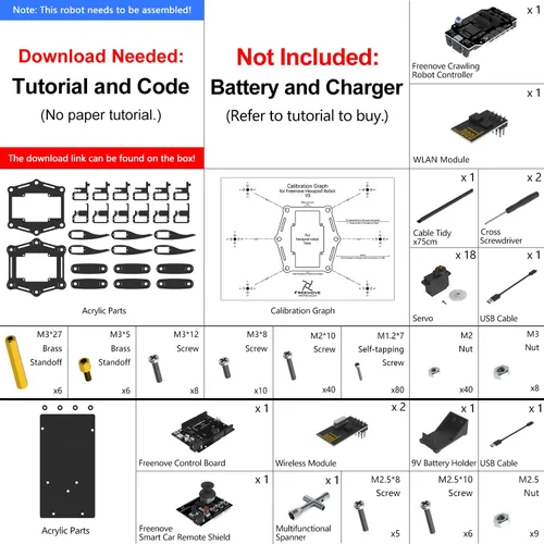 Vista 2 de Freenove - Kit de robot hexápodo con control remoto (compatible con Arduino IDE), torsión de arrastre para caminar, control remoto de aplicación