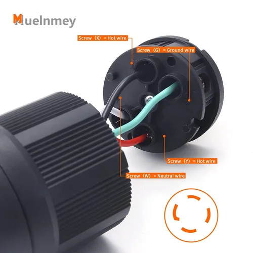 Vista 5 de Enchufe macho de bloqueo NEMA L14-30P 2PCS para generadores, enchufe eléctrico con extremo de cable de extensión 30A, 125/250V, 3 polos de 4 hilos