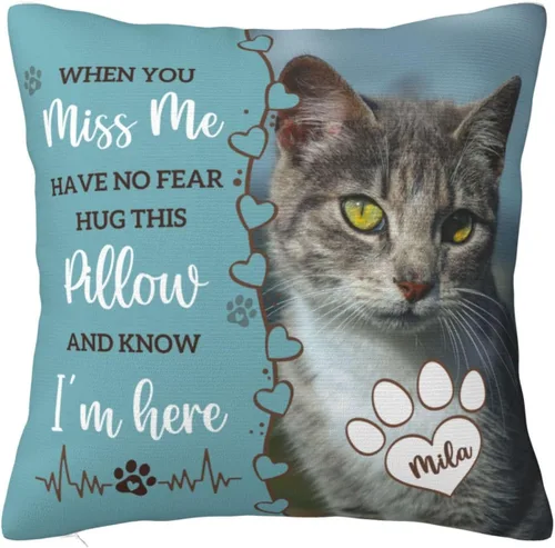 Vista 16 de Almohada Decorativa Conmemorativa Personalizada para Mascotas con Foto, Regalo de Condolencias por Pérdida de Perro/Gato, Regalos de Recuerdo