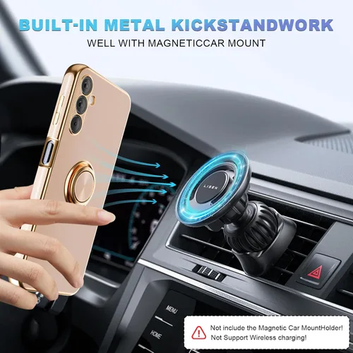 Vista 4 de yuanming Funda para Samsung Galaxy A14 5G, con protector de pantalla, con soporte magnético, soporte de anillo de rotación de 360° integrado, borde