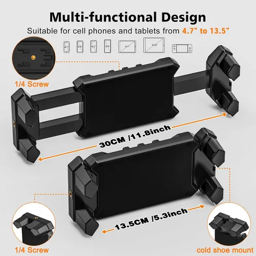 Vista 3 de Soporte para iPad, soporte de escritorio para tableta, oficina, cocina, dormitorio, base giratoria de 360°, ajustable, plegable, soporte