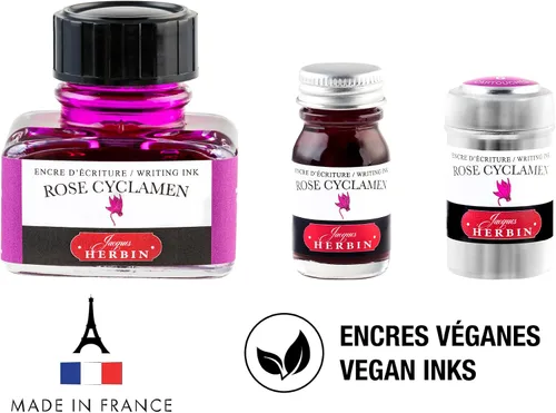 Vista 5 de Herbin - Tinta para pluma estilográfica embotellada, 0.3 fl oz, color rosa ciclamen Cyclamen