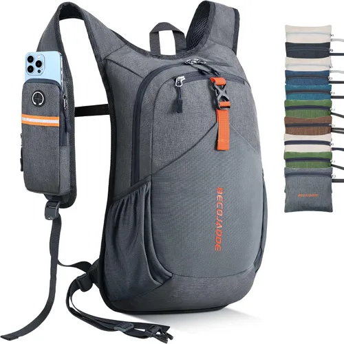 Vista 14 de BECOJADDE - Mochila de senderismo pequeña de 15 L para hombres y mujeres, plegable, ultraligera, para viajes, camping, actividades al aire libre