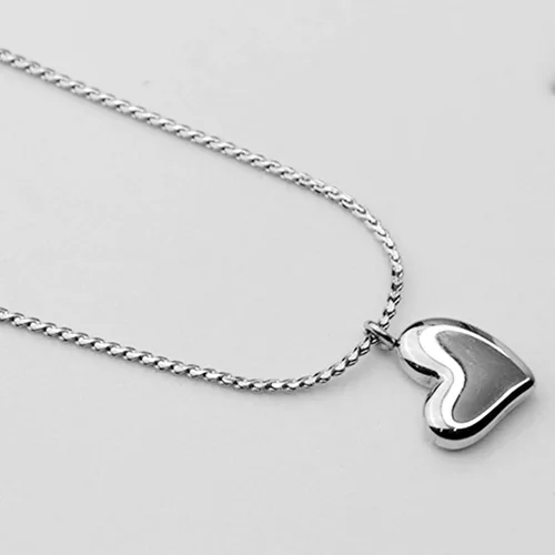 Vista 2 de Jude Jewelers Collar con colgante de acero inoxidable en forma de corazón clásico y liso, para boda, fiesta de vacaciones, Metal, Circonia cúbica