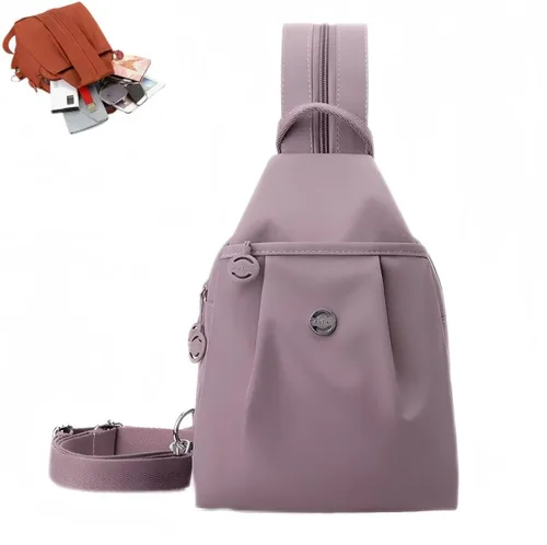 Vista 10 de Bolsa de viaje impermeable de 2 vías, mochila convertible, bolsa de trabajo antirrobo para mujer, 11.8x8.3x5.5 in, Azul, Grande, Minimalista