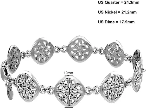 Vista 3 de US Jewels And Gems - Pulsera de eslabones de plata de ley 925 celta de cuatro puntos cuaternarios