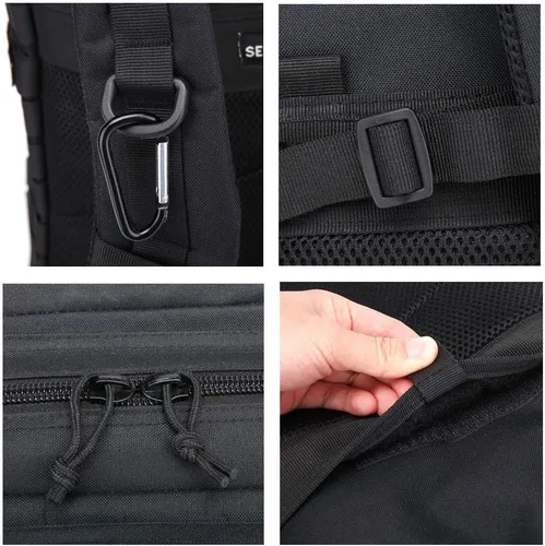 Vista 9 de Mochila táctica expedicionaria 50L - Bolsa Molle grande Negro