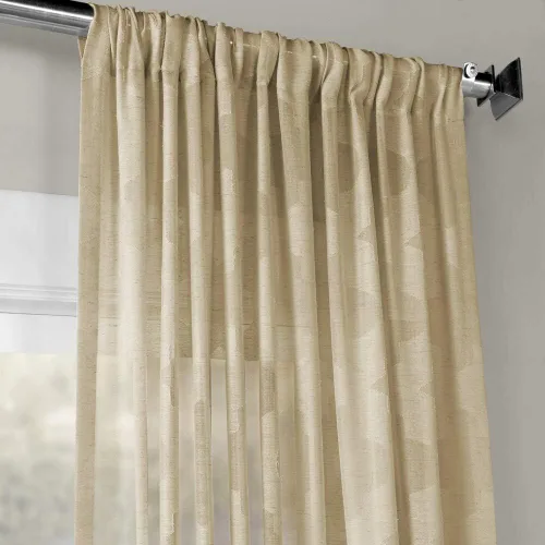 Vista 2 de HPD Half Price Drapes Cortinas transparentes de lino estampado para sala de estar 50 X 84 (1 panel), SHCH-11701-84, Calais Tile