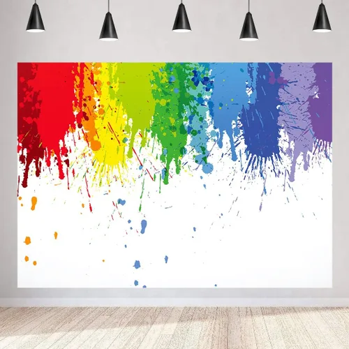 Vista 3 de Fondo de fiesta de salpicaduras de pintura colorida pintura arte fotografía fondo MEETSIOY pintura al óleo abstracta cabina de fotos accesorios