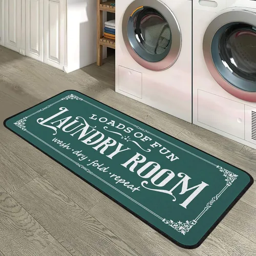 Vista 12 de Alfombra de lavandería de 20 x 47 pulgadas, antideslizante, para cocina, baño, pasillo, lavandería, decoración de habitación, color negro