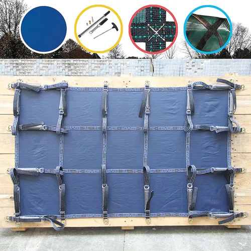 Vista 8 de ERRULAN Inground Pool - Cubierta azul para otoño e invierno, tapa de malla rectangular para jardín al aire libre, para seguridad de niños