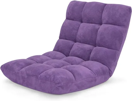 Vista 12 de GOFLAME Sofá de suelo plegable de 14 posiciones, sofá ajustable para juegos, silla acolchada, cama plegable para dormir para sala de estar, Negro