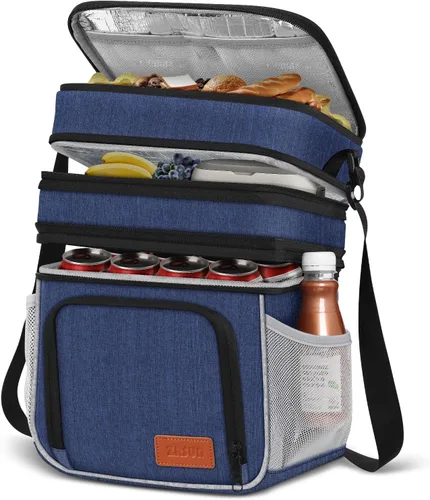 Vista 10 de ZRSUN Lonchera térmica para mujeres y hombres, lonchera reutilizable de 3 capas para mujer, lonchera expandible reutilizable resistente al agua
