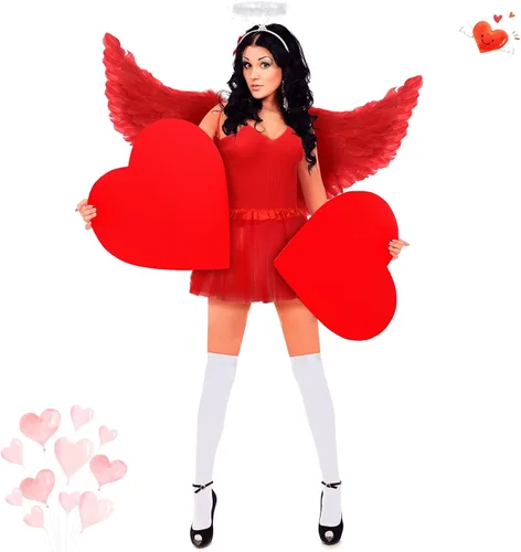 Vista 6 de Juego de 9 piezas de lazo y flecha de Cupido de San Valentín para mujer disfraz de Cupido para el día de San Valentín