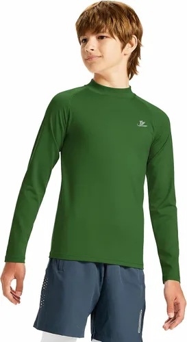Vista 55 de DEVOROPA Youth Boys Compression Thermal Shirt Long Sleeve Kids Fleece Baselayer Soccer Baseball Undershirt Slim/Regular/Husky Cuello redondo-negro