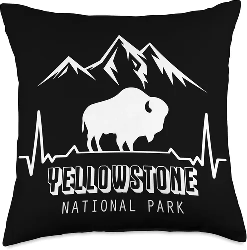 Vista 5 de Yellowstone Volcano National Park Wyoming Souvenir National Park Heartbeat Yellowstone Hike Wyoming Mountain - Almohada de 16 x 16 pulgadas