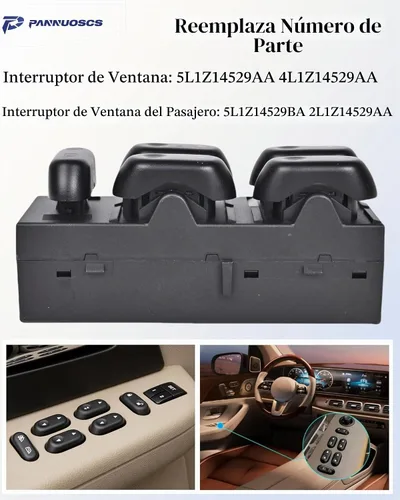Vista 4 de Interruptor de ventana conductor y 3 pasajeros 5L1Z14529AA apto para Ford F150 Lincoln