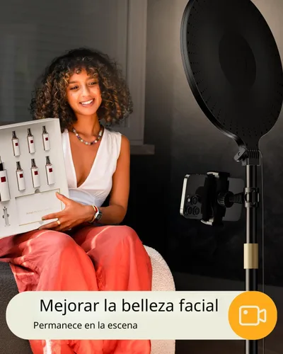 Vista 2 de Anillo de luz de 10.5" con soporte y soporte para teléfono - Trípode de 69 Negro