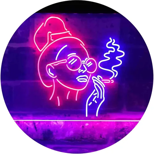 Vista 17 de ADVPRO Señal de neón LED de doble color rojo y azul para fumar mujer mala perra cueva cobertizo cueva st6s43-i3869-rb