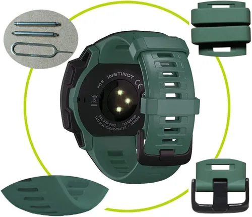 Vista 7 de Threeeggs Correa de repuesto compatible con Garmin Instinct Bands, correa de silicona suave compatible con Garmin Instinct 2, solar, táctica, Rojo