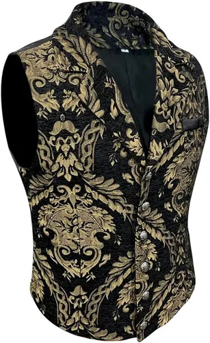 Vista 2 de Chaleco de traje gótico victoriano para hombre, chaleco steampunk