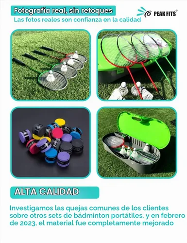 Vista 3 de Portable Badminton Net Set,Folding Volleyball Badminton Net,4 Professional Graphite Badminton Racket,8 Racket Grip Tape,4 Shuttlecocks,Family