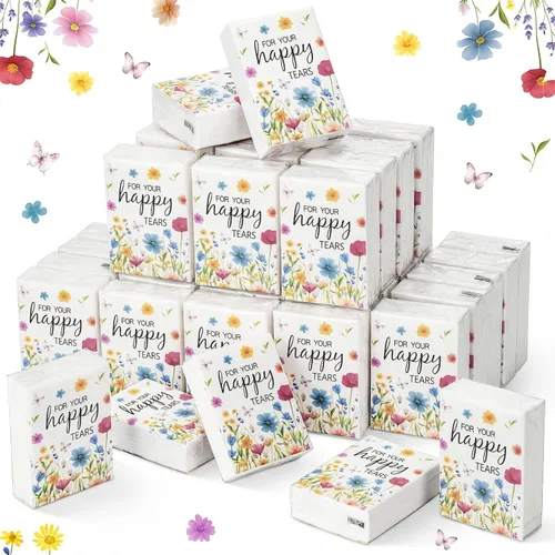 Vista 8 de Spiareal 50 pañuelos azules con diseño de lágrimas felices para boda, 3 capas para tus lágrimas felices, pañuelos de boda para invitados, papel