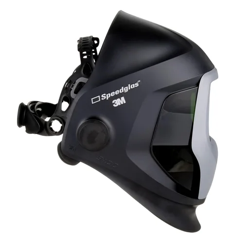 Vista 7 de Casco 3 M Speedglas 9100, seguridad para soldar 06-0300–51SW, estuche de repuestos con ventanas laterales, diadema y panel frontal plateado